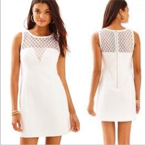 Lilly Pulitzer Vandalia Resort White Lace Yoke Shift Dress Size 2